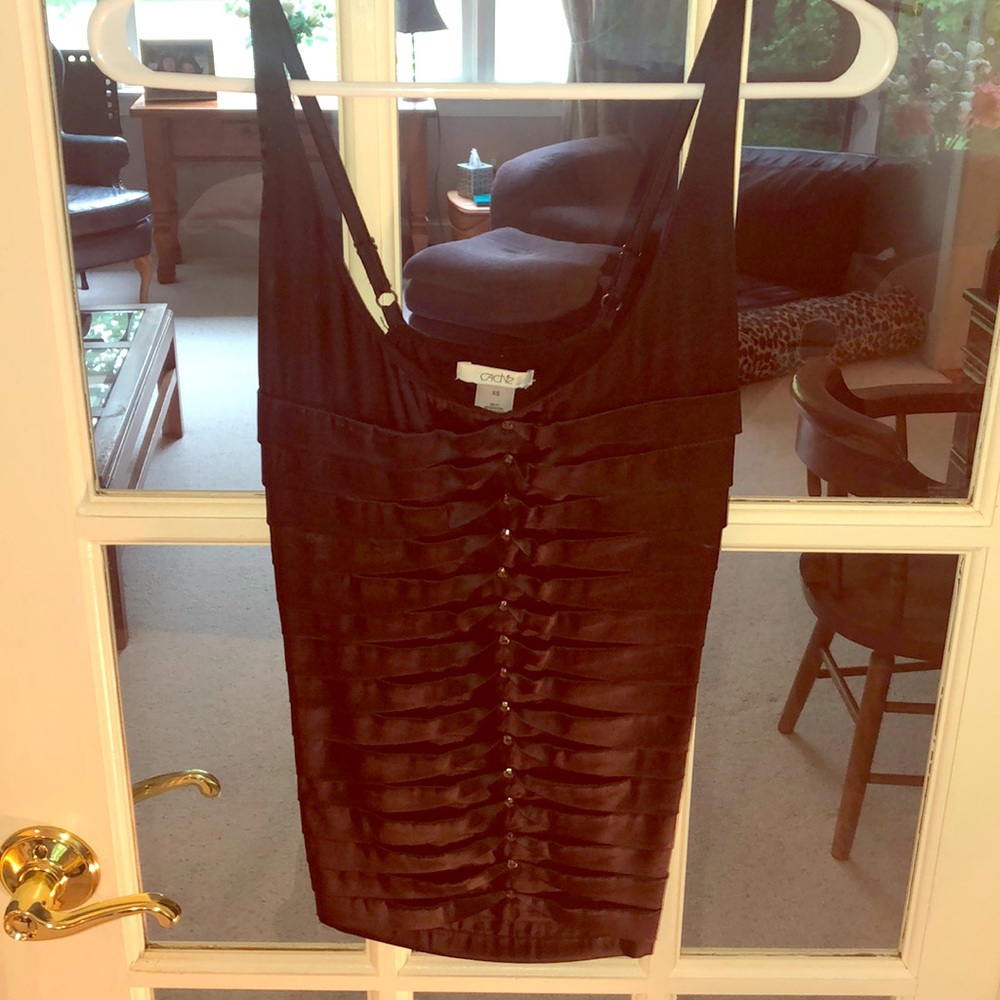 Black silk tank top with beads.